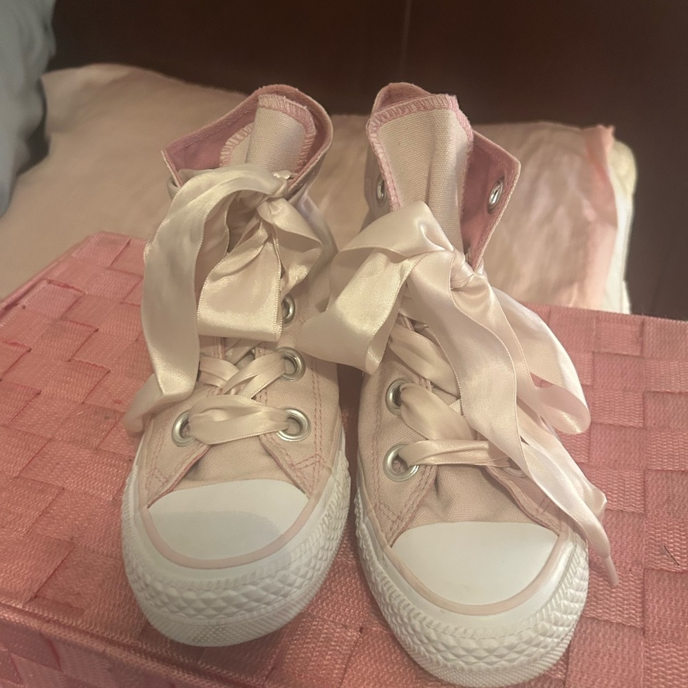 Converse Pink High-Tops with Satin Laces